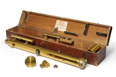 Lot 123 - Dolland & Co Brass Astronomical Telescope with 3";, 7.5cm objective lens, top mounted finder scope