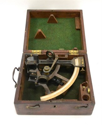 Lot 133 - Brass Sextant 19th Century with Vernier scale in mahogany box