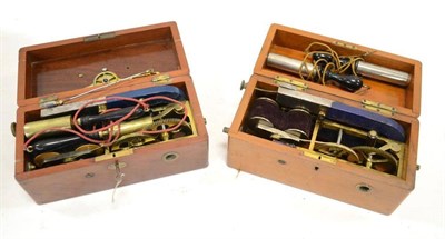 Lot 147 - Improved Magneto-Electric Machine a pair of hand-cranked electric shock machines, one with...