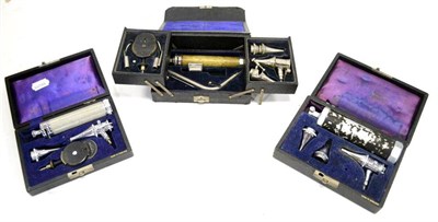Lot 149 - A Set Of Three Cased Auriscopes, one case marked 'Diagnostic Set', the second ";Auriscope"; and the
