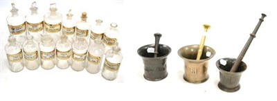 Lot 150 - Victorian Apothecary Bottles a collection of 14 assorted glass stoppered bottles (four lacking...
