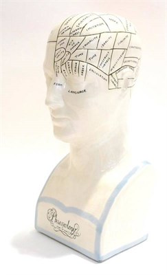 Lot 151 - A Pottery Phrenology Bust with various labels sections of the skull identified, with legend to...