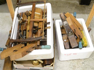 Lot 190 - A Collection of Woodworking Tools, including beech moulding, smoothing and jack planes, bow...