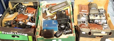 Lot 195 - A Large Collection of Cameras and Accessories, including Pentax, Nikon, Canon, Olympus etc., in six