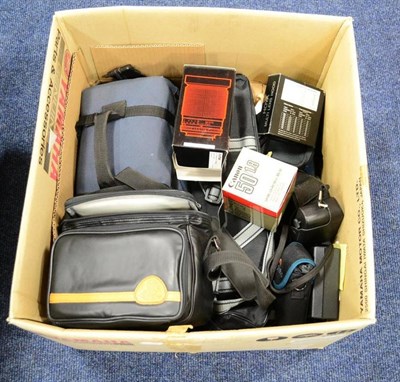 Lot 203 - Canon Cameras two T90's with various lenses, AE-1, A-1, Canonet 28 with various soft case and other