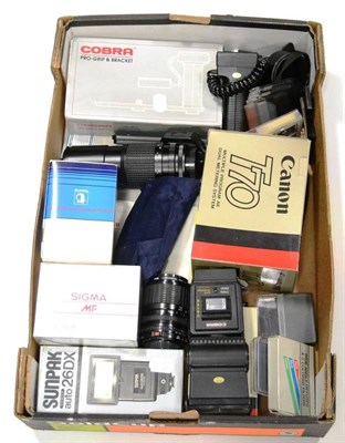 Lot 205 - Canon T70 Camera Body no1984127, Tokina SZ-X 70-210mm lens, Sigma 28-70mm lens (all in original...