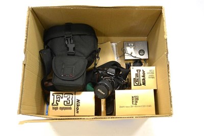 Lot 237 - Nikon F3 Camera no.1984173 with Nikor f3.5-4.5, 28-85mm lens, in soft case (both with boxes),...