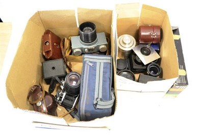 Lot 263 - Various Cameras including Praktica BMS in makers soft case, , Canon AE1, J Langham Thompson...