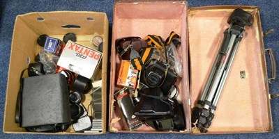 Lot 270 - Various Cameras Pentax 8 ME Super, Nikon F301, Cosina CT-4, Zenit E (all cased) Pentax P30 and...