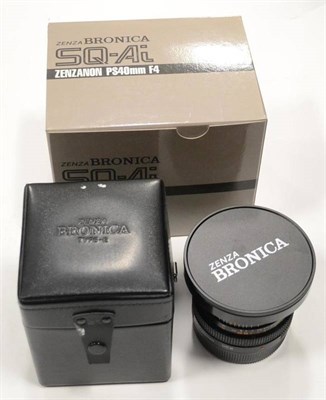 Lot 282 - Zenza Bronica Zenzanon PS40 Lens f4, 40mm no.4403450, in leatherette case in original box