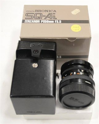 Lot 283 - Zenza Bronica Zenzanon PS50 Lens f3.5, 50mm no.5507551, in leatherette case in original box