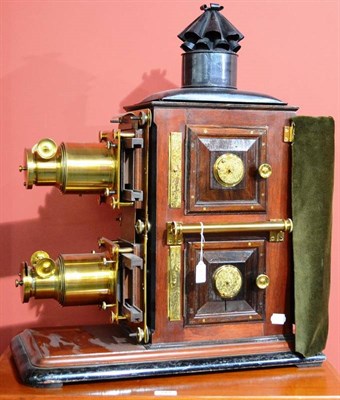 Lot 287 - A 19th Century Mahogany and Brass Bi-unial Magic Lantern, no makers name, probably by Butchers...