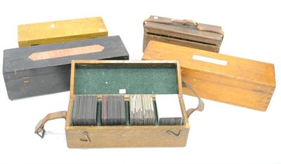 Lot 295 - Collection Of Magic Lantern Glass Slides, in five boxes depicting various scenes including...