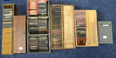 Lot 299 - Magic Lantern Slides mostly black and white photographic all 3x3";, 8x8cm contained in six boxes