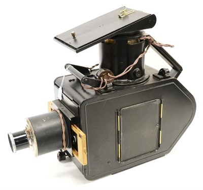 Lot 303 - ICA Projector with wooden glass slide holder to front and optional mirror overhead projection, with