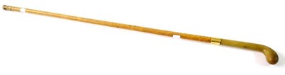 Lot 406 - A Rhinoceros Horn Handled Walking Stick, 1917, with plain horn pistol handle to an 18ct gold...