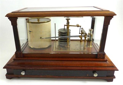 Lot 1001 - A Mahogany Cased Barograph by Short & Mason, London, with seven section vacuum, clockwork...