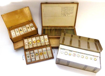 Lot 1020 - Microscope Slides A Collection Of Approximately 200 Prepared Examples contained in three wooden...