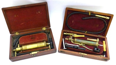 Lot 1032 - Savigny & Co Brass Syringe Irrigation Set, with lever operated two-way valve and various...