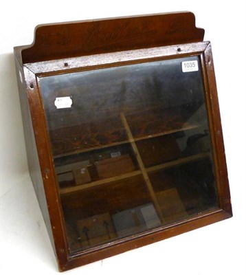 Lot 1035 - A Glazed Wooden Table Top Display Case For Butlers Art Cutlery, Sheffield, with sloping front...