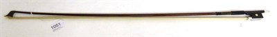 Lot 1051 - A 19th Century English Silver Mounted Violin Bow, stamped 'Jas Tubbs', the ebony frog with...