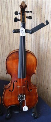 Lot 1052 - A 19th Century English Violin, labelled 'Hershaw Barrett Haworth Nov 14th 1891', with a 359mm...