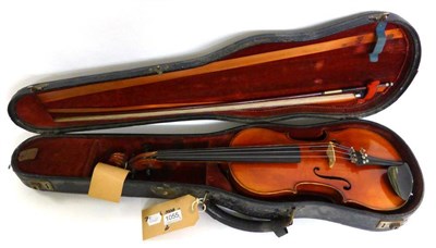 Lot 1055 - A 19th Century French Violin, no label,  with 360mm two piece back, ebony tuning pegs, together...