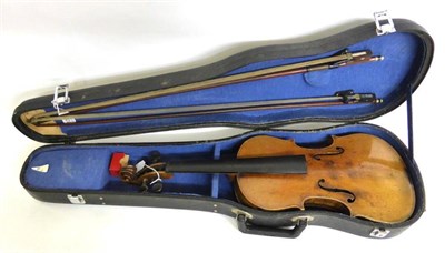 Lot 1060 - A 19th Century German Violin, labelled 'Antonius Stradivarius B.B & Co' with a 359mm two piece...