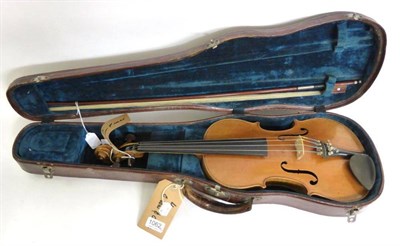 Lot 1062 - A 19th Century German Violin, labelled 'Antonius Stradivarius...' with a 357mm two piece back,...
