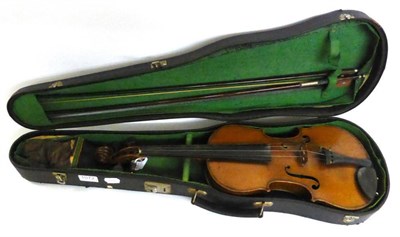 Lot 1072 - A 19th Century German Violin, no label, with a 360mm one piece back, rosewood tuning pegs, together