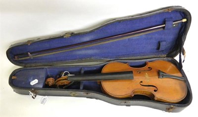 Lot 1078 - A 20th Century French Violin, labelled 'Francois Barzoni a Chateau Thierry', with a 359mm two piece