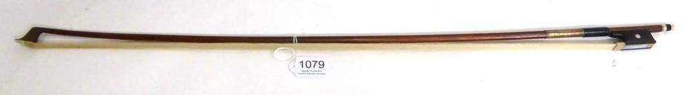 Lot 1079 - A 20th Century German Silver Mounted Violin Bow, stamped 'E.Herrmann', the ebony frog with...