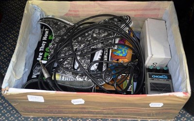 Lot 1091 - A Mixed Box of Guitar Spares, including a Fender strat style pick guard with three single coil...