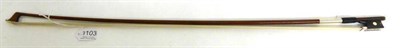 Lot 1103 - An Early 20th Century Silver Mounted Violin Bow, no stamp, the ebony frog with pearl eyes, with...