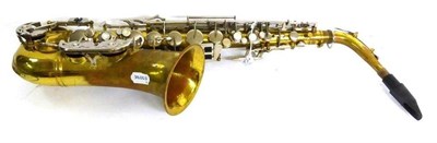 Lot 1115 - A Brass 'Paris' Alto Saxophone, in a plush lined case, A Brass 'Weltklang' Alto Saxophone, with...