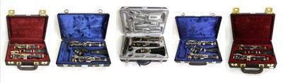 Lot 1121 - Five Cased Buffet of Paris Clarinets, including a Model B10, serial number 646340, Model B12,...
