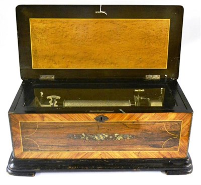 Lot 1125 - A 19th Century Swiss Cylinder Musical Box with a 21cm nickel cylinder and single steel comb...