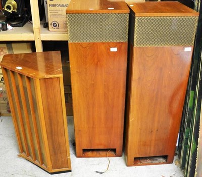 Lot 1128 - A Large Pair of Walnut Cased Floor Standing Speakers, no makers name, height 112cm, with...