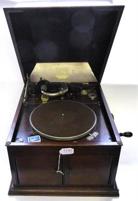Lot 1130 - HMV Model 109 Gramophone in oak case together with a box of 78 records