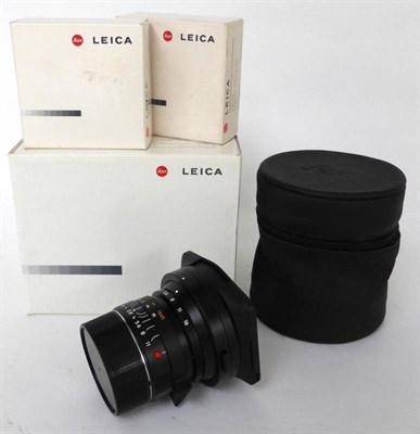 Lot 1163 - Leica Elmarit F2.8/24mm Lens No.3809611, for a Leica 'M', with black anodized finish, lens hood and