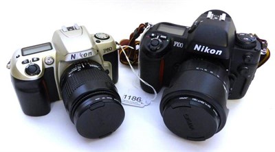 Lot 1186 - Nikon F100 Camera black no.2033685 with Sigma f4-5.6, 28-105mm lens, Nikon F60 camera...