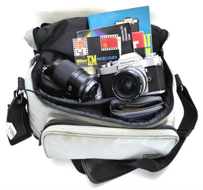 Lot 1189 - Nikon Nikkormat EL Camera, no.5404236 with Nikkor f2.8, 28mm lens no.440690, Vivitar f3.8, 70-150mm