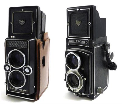 Lot 1195 - Rollei Magic Camera with Schneider Kreuznach Xenar f3.5,75mm lens no.6562021 with leather case,...