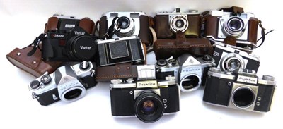 Lot 1221 - Various Cameras including Vivitar 3300SE, Pentax SP, Pentax S1a, Praktica FX2, Kodak Retina 1a,...