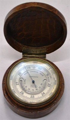 Lot 1011 - A Compensated Pocket Barometer / Thermometer by Asprey, London, with silvered dial, blued steel...