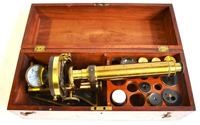 Lot 1019 - A Lacquered and Black Enamelled Monocular Compound Microscope by Smith, Beck & Beck, London, serial