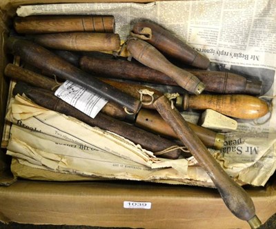 Lot 1039 - A Collection of 19th Century Gold Engraving Tools for Leather, including rolls, fillets, hand...