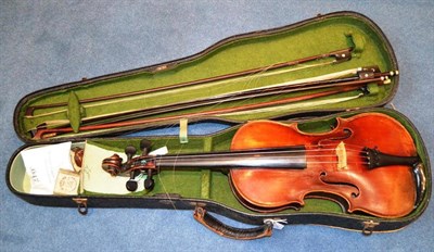 Lot 1052 - A 19th Century French Violin, labelled 'Nicolaus Amatus Cremonien...17.', the 359mm two piece...