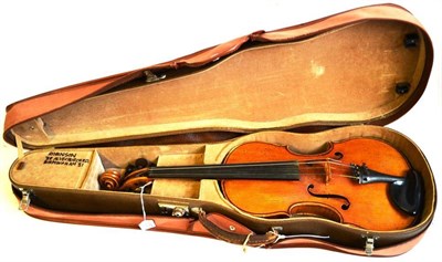 Lot 1057 - A 19th Century English Violin, stamped 'Dearlove Leeds', no label, with a 358mm two piece back,...