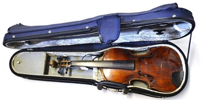 Lot 1065 - A 19th Century German Violin, labelled 'Joseph Bollinger Steyr anno 1811' , with a 362mm two...